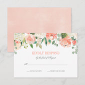 Pastel Waterverf Flowers Wedding RSVP Kaartje (Voorkant / Achterkant)