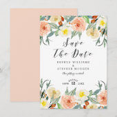 Pastel Waterverf Flowers Wreatborder Save The Date (Voorkant / Achterkant)
