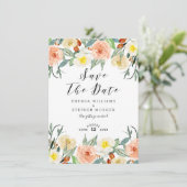 Pastel Waterverf Flowers Wreatborder Save The Date (Staand voorkant)
