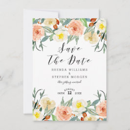Pastel Waterverf Flowers Wreatborder Save The Date