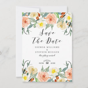 Pastel Waterverf Flowers Wreatborder Save The Date