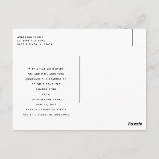 Pastel Waterverf Foto Afstuderen aankondiging Briefkaart (Achterkant)