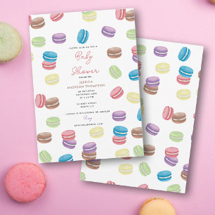 Pastel Waterverf Franse Macarons Baby shower Kaart