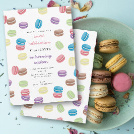 Pastel Waterverf Franse Macarons Verjaardagsfeestj Kaart