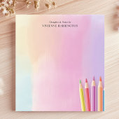 Pastel Waterverf gekleurde potloden gepersonalisee Notitieblok