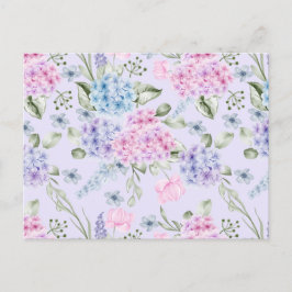 Pastel Waterverf gemengd Kleur Hydrangea Flowers Briefkaart