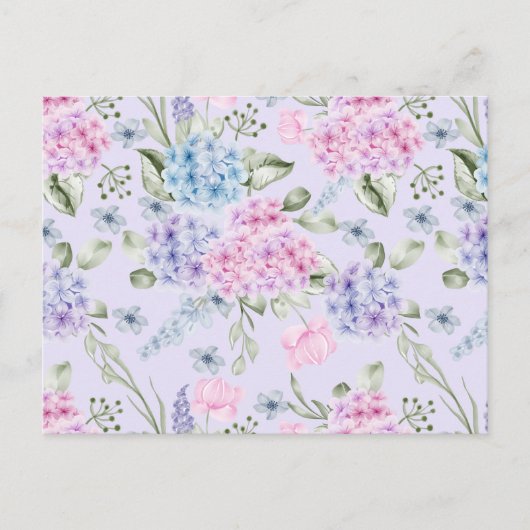 Pastel Waterverf gemengd Kleur Hydrangea Flowers Briefkaart (Voorkant)
