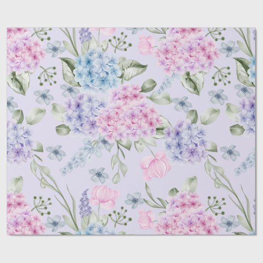 Pastel Waterverf gemengd Kleur Hydrangea Flowers Cadeaupapier (Vlak)