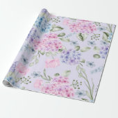 Pastel Waterverf gemengd Kleur Hydrangea Flowers Cadeaupapier (Uitgerold)