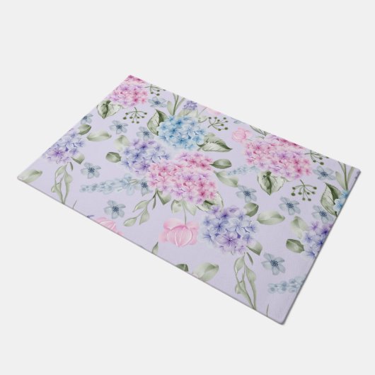 Pastel Waterverf gemengd Kleur Hydrangea Flowers Deurmat (Schuin)