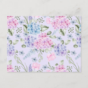 Pastel waterverf gemengde kleur hortensia bloemen briefkaart