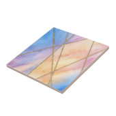Pastel Waterverf geometrisch patroon roze, blauw Tegeltje (Zijkant)