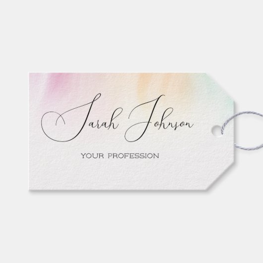 Pastel Waterverf gepersonaliseerd Cadeaulabel (Voorkant (Horizontaal))