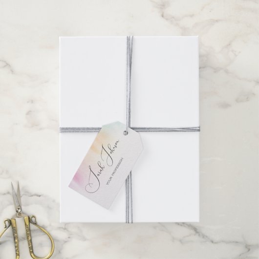 Pastel Waterverf gepersonaliseerd Cadeaulabel (Met Touw)