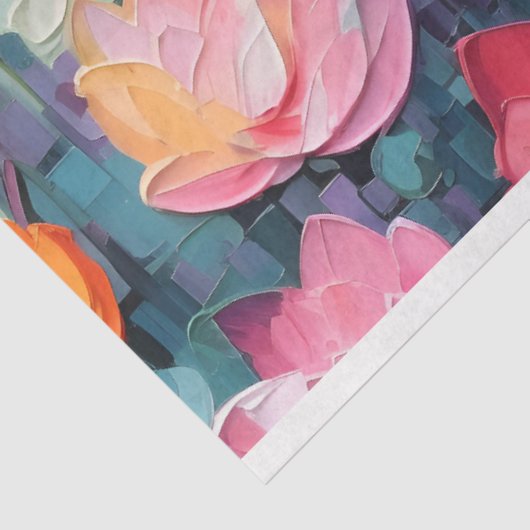 Pastel Waterverf geschilderd Waterlelies Decoupage Tissuepapier (Detail)