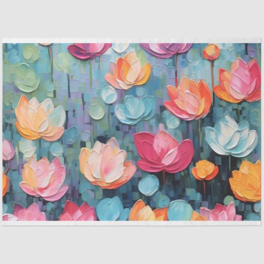 Pastel Waterverf geschilderd Waterlelies Decoupage Tissuepapier (Voorkant)