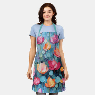 pastel Waterverf geschilderde bloemen Schort