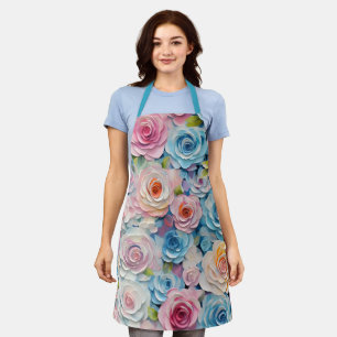 pastel Waterverf geschilderde bloemen Schort