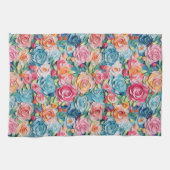 Pastel Waterverf geschilderde bloemen Theedoek (Horizontaal)