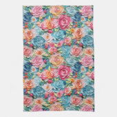 Pastel Waterverf geschilderde bloemen Theedoek (Verticaal)