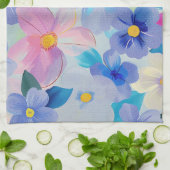 Pastel Waterverf geschilderde bloemen Theedoek (Gevouwen)