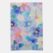 Pastel Waterverf geschilderde bloemen Theedoek (Verticaal)