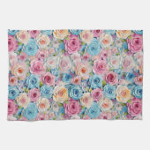 Pastel Waterverf geschilderde bloemen Theedoek (Horizontaal)