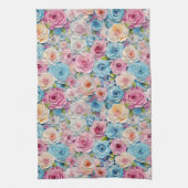 Pastel Waterverf geschilderde bloemen Theedoek (Verticaal)