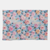 Pastel Waterverf geschilderde bloemen Theedoek (Horizontaal)