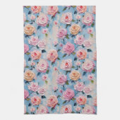 Pastel Waterverf geschilderde bloemen Theedoek (Verticaal)