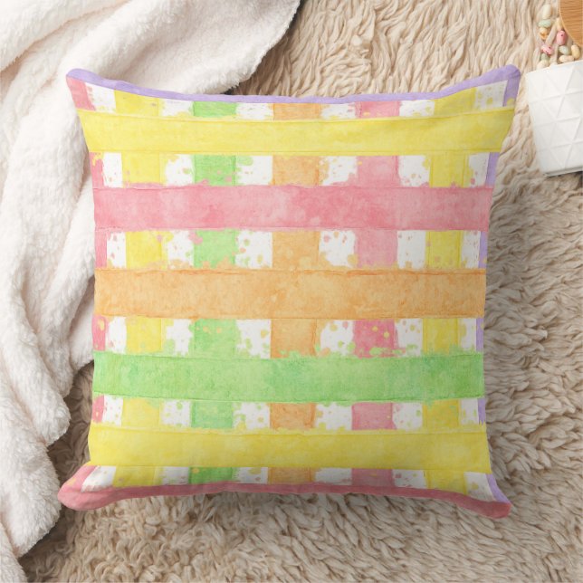 Pastel Waterverf Gestreept Weefpatroon Kussen (Deken)