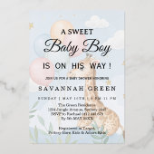 Pastel Waterverf Giraffe Baby Jongen Uitnodiging (Voorkant)