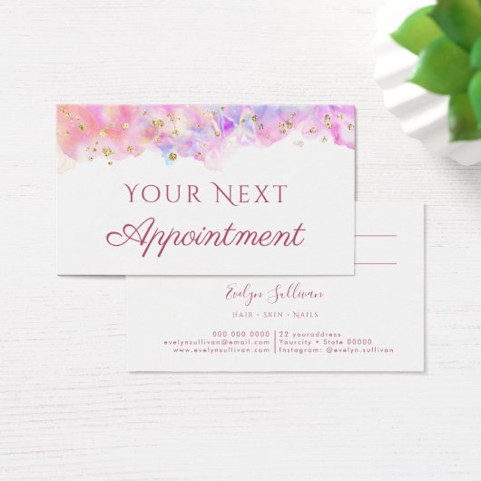 pastel waterverf glitter Appointment Card Visitekaartje (Bureau)