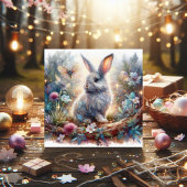 Pastel Waterverf Glitter Bunny Bijbel Verse Pasen Feestdagenkaart