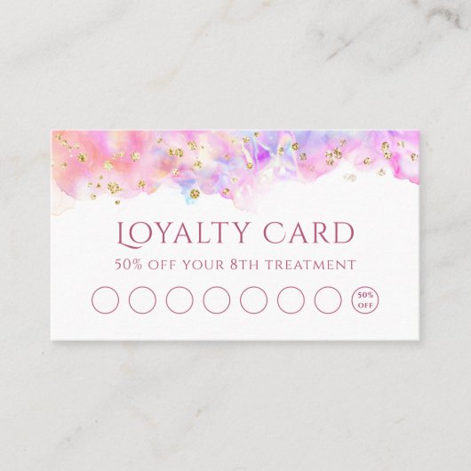 pastel waterverf glitter loyalty visitekaartje (Voorkant)