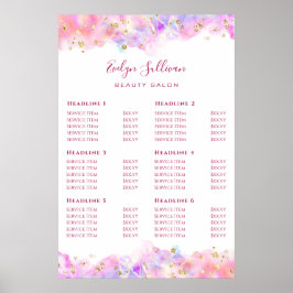 Pastel Waterverf Glitter Price List Poster