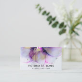 Pastel Waterverf Gold Flecks Visitekaartje (Staand voorkant)