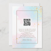 Pastel Waterverf Gold Splashes QR Code Weddenschap Kaart (Achterkant)