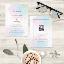 Pastel Waterverf Gold Splashes QR Code Weddenschap