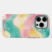 Pastel Waterverf Golven en bloemen Case-Mate iPhone Case (Achterkant (horizontaal))