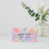 Pastel Waterverf Goud Glitter Visitekaartje (Staand voorkant)