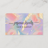 Pastel Waterverf Goud Glitter Visitekaartje (Voorkant)