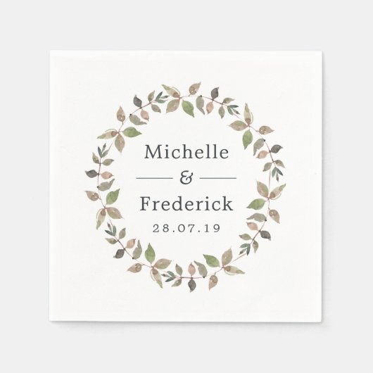 Pastel Waterverf groen bruiloft Servet (Voorkant)
