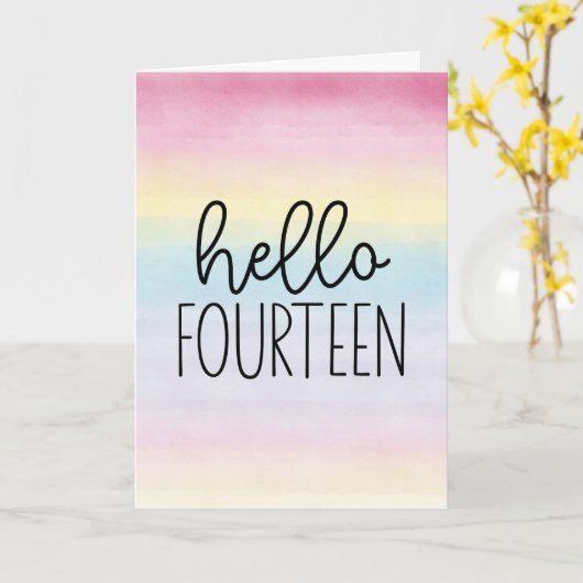 Pastel Waterverf Hallo Kaart (Gele Bloem)