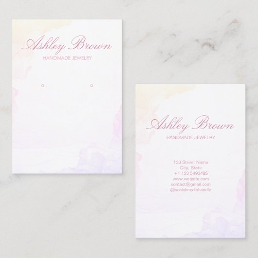 Pastel Waterverf Handgemaakte Sieraden Oorbel Disp Visitekaartje (Voorkant / Achterkant)