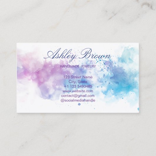 Pastel Waterverf Handgemaakte Sieraden Visitekaartje (Achterkant)