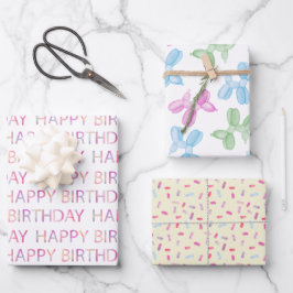 Pastel Waterverf Happy Birthday Gift Wrap Sheets Inpakpapier Vel