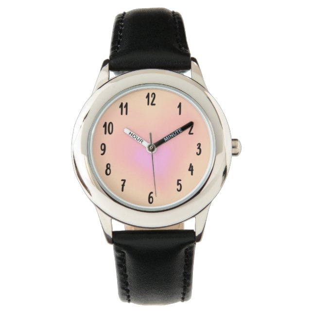 Pastel waterverf hart kinder horloge (Voorkant)