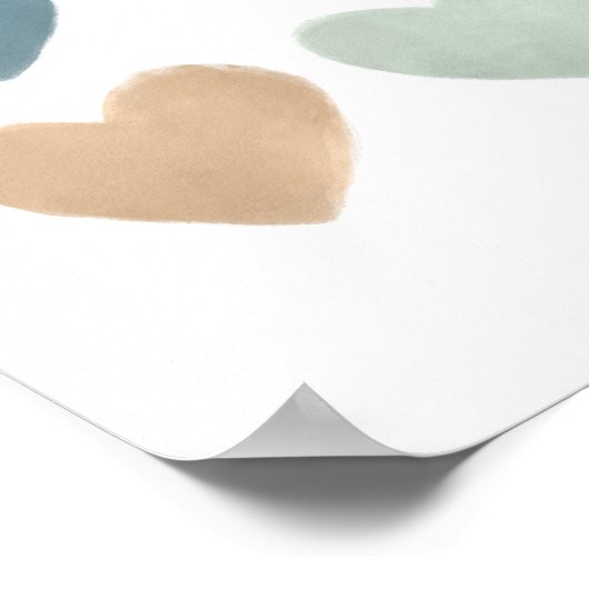 Pastel Waterverf Harten Nursery Poster (Hoek)