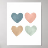 Pastel Waterverf Harten Nursery Poster (Voorkant)
